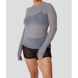 NEW FIND ME NOW women's addison mesh long sleeve top in slate grey